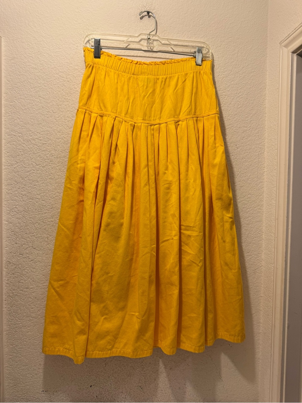Bright Yellow Maxi Skirt with Gathered Waist -